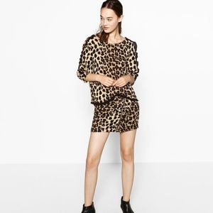 ZARA Animal Print Ruffle Co-ord Skirt & Top NWOT